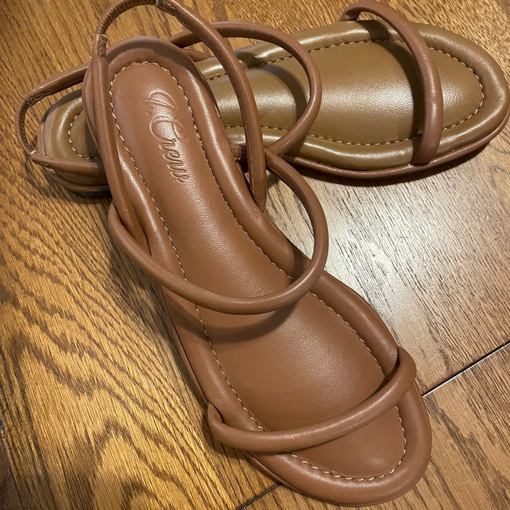 J Crew Brown Menorca Padded Slingback Sandals in Leather